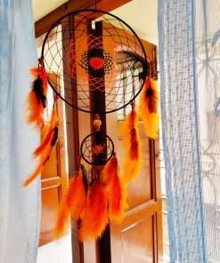 black orange dream catcher for home decor and wall hanging