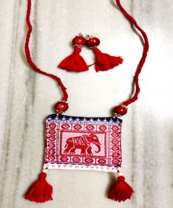elephant print fabric necklace