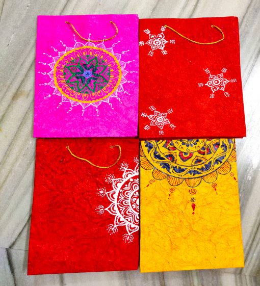 handmade colorful paper bags with hand painting
