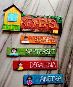 customised mega name plate wall hanging made of clay and hardboard