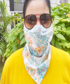 Ello floral full cover face mask with elastic ear drops and two two layer cotton fabric