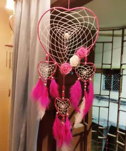 Pink Heart Dream Catcher large heart shape