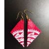 Red pyramid earrings fabric jewellery