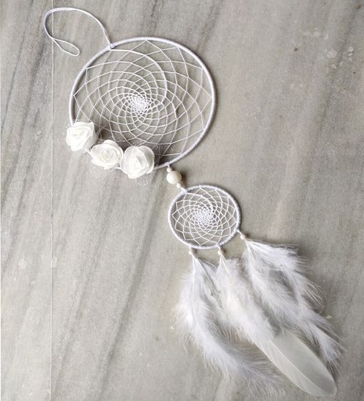Pearl White Dream Catcher made of white feather