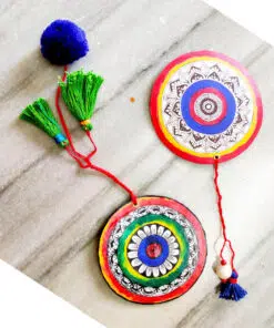 Rangoli Art Handmade Bookmark with string