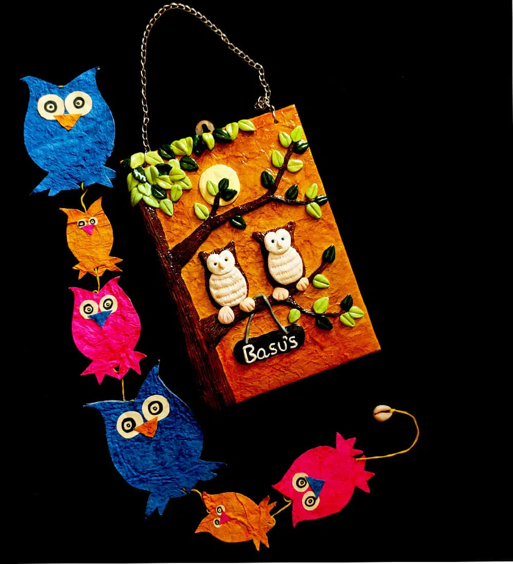 personalised owl wall hanging combo