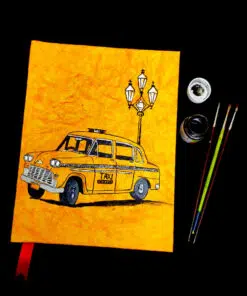handmade diary with peeli taxi design