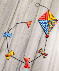 colorful kite made of Clay art wall hanging