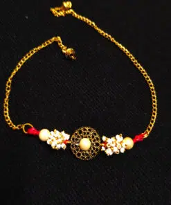 Designer metal rakhi combo with chocolates