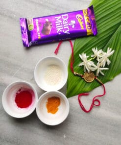 Alternative view of Kundalini Designer Metal Rakhi Combo | with Chocolates