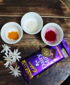 Alternative view of Swastik Designer Metal Rakhi Combo | with Chocolate