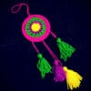 pink color handmade wall hanging made of threads