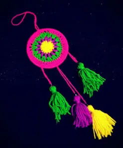 pink color handmade wall hanging made of threads