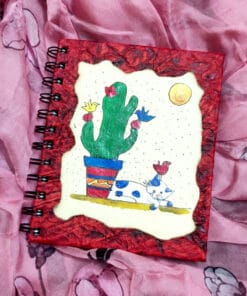 cat & cactus handmade diary spiral binding