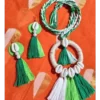handmade fabric jewellery set green and white color
