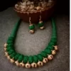 dokra bells jewellery set with green fabric