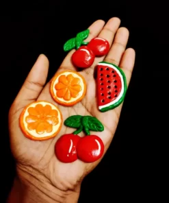 Alternative view of Healthy Fruits Handmade Fridge Magnet | Set of 5