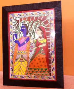 radha krishna madhubani painting with frame