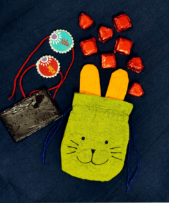 rakhi combo for bhaiya and bhabhi with designer pouch /potli
