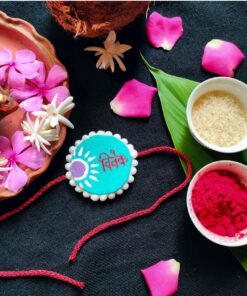 Alternative view of Personalised Rakhi with Name | Sky Blue